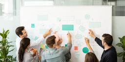 Digital team mapping first-party data sources on a whiteboard during a planning session